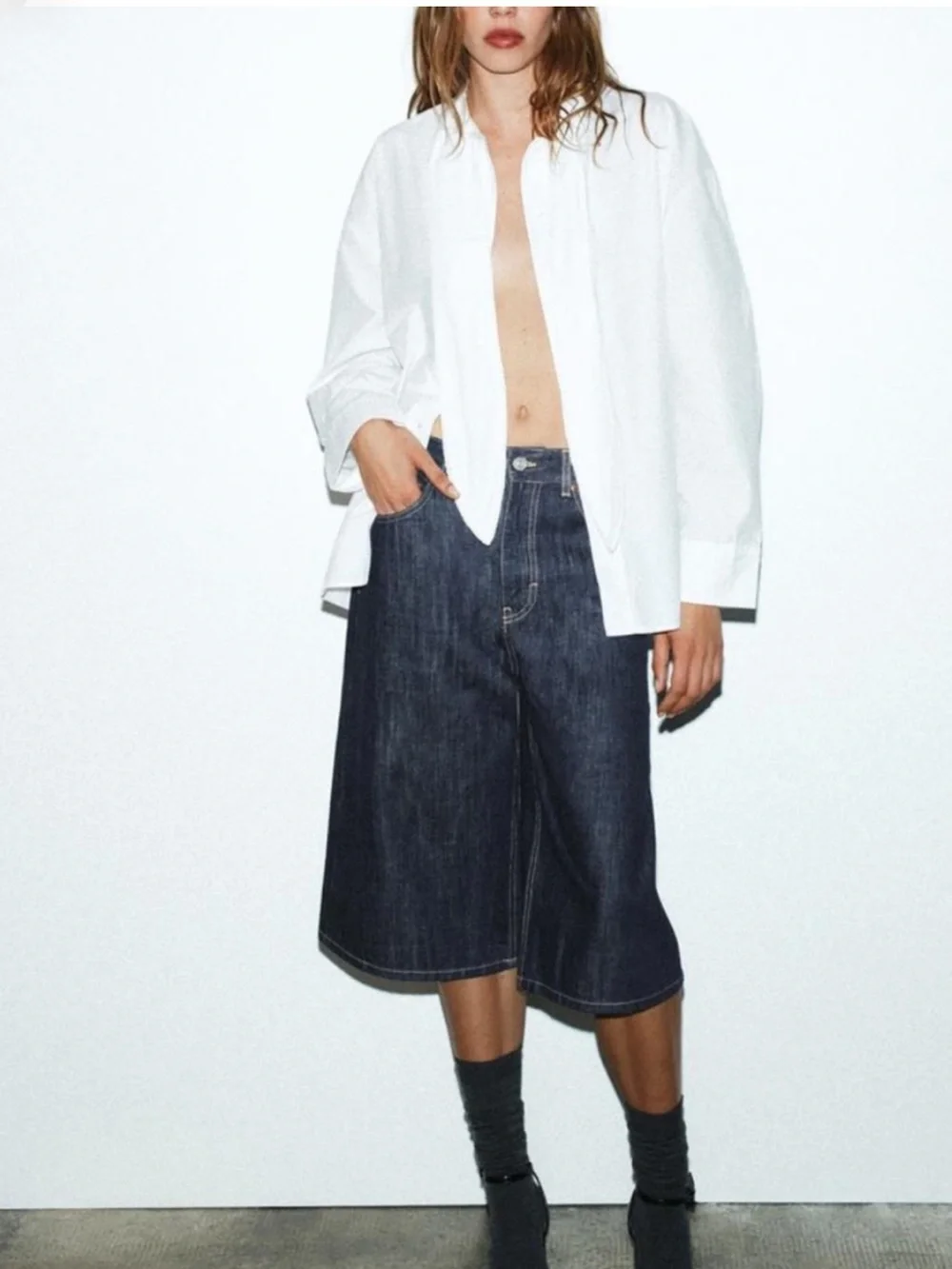 Zara Dark Blue Denim Jorts